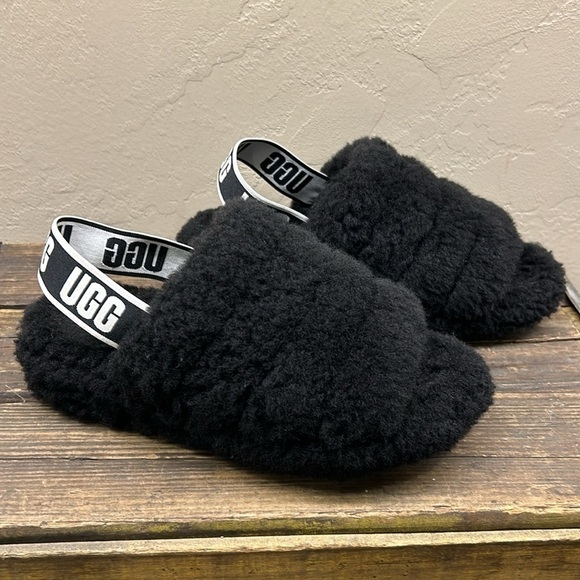 UGG Fluff Yeah Slide Flatform Slippers Sandals Black Size 6 - Picture 5 of 9